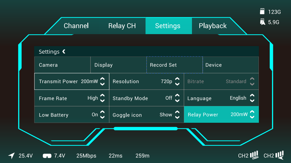 Repeater Power Settings