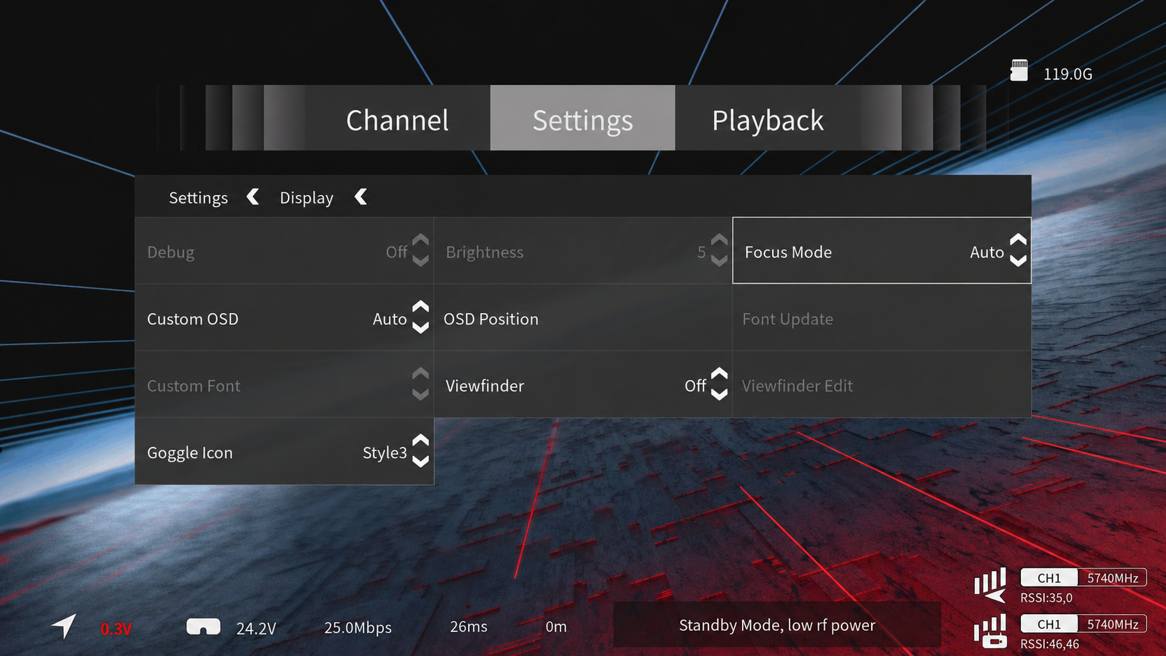 Ascent Display Settings